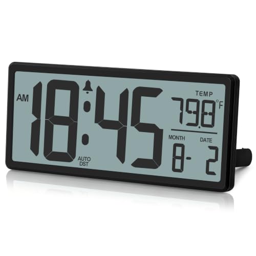 14" Auto Set Digital Clock, Auto DST Wall/Desktop Clock Battery Operated - image 1