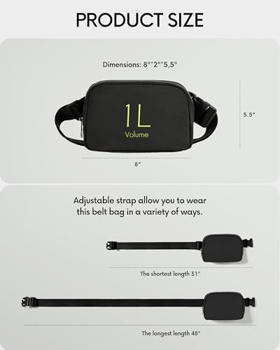 ODODOS Mini Belt Bag – Lightweight Water-Resistant Waist Pack — view 8