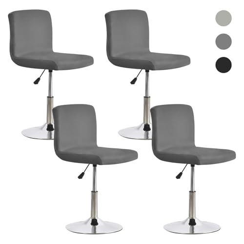 4PCS Bar Stool Slipcovers,Stretch Chair Cover with Backrest Cover,Stretch Removable Covers for Short Swivel Chair Dining Chair,Bar Stool with Backrest (No Chairs),Dark Grey