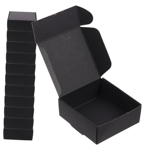 Mobestech 25 piezas Cajas Pequeñas de Cartón para Envíos y Almacenamiento Cajas de Papel Negras Portátiles Prácticas y Fáciles de Montar para Paquetería y Mudanzas Económicas