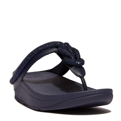 FitFlop Women's Crystal Cord Leather Toe Post Sandals Slide