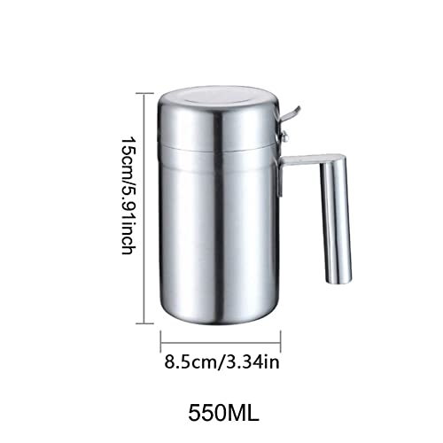 Rivonthex 550ml Stainless Steel Olive Oil Dispenser, Oil Bottle with Dust Cover & Inlet, Leak-Proof & Easy-Clean, Rust-Resistant Kitchen Essential