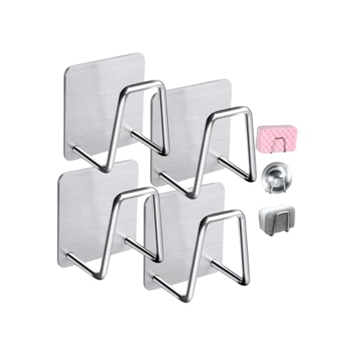 Kit com 4 Suporte de Esponja Gancho Pia Aço Inox Louça Cozinha Inoxidável Suporte para Sabonete Pia