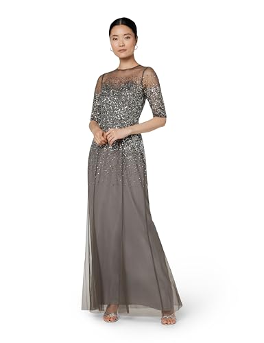 Adrianna Papell Women's Plus Size Beaded Illusion Gown