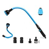 Flexibler Blumenampel- Gießstab Gartenbrause Gartenschlauch Brause 72cm zur Bewässerung und Reinigung, 10 Spritzmustern Verstellbarer Gartenspritze mit Schlauchverbinder und Düse