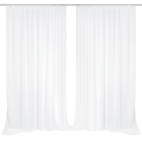 EMART Weißer Hintergrund Vorhänge, 3X3m Tüll Chiffon Stoff Drape für Parteien Hochzeit Bühne Dekoration, Weiche Glatte Tuch für Baby Dusche...