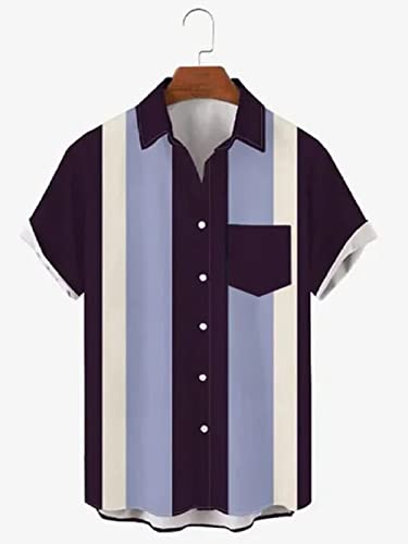 Chemise hawaïenne pour Hommes à rayures bleues et manches courtes