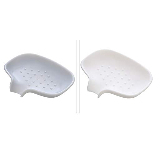 JINGYAN Jaboneras Jabonera, plástico, PS, Silicona, Conveniente, tamaño 12 * 8.2 .3 cm, Desmontable, fácil de Limpiar (Azul/Gris Blanco Amarillo)(White)