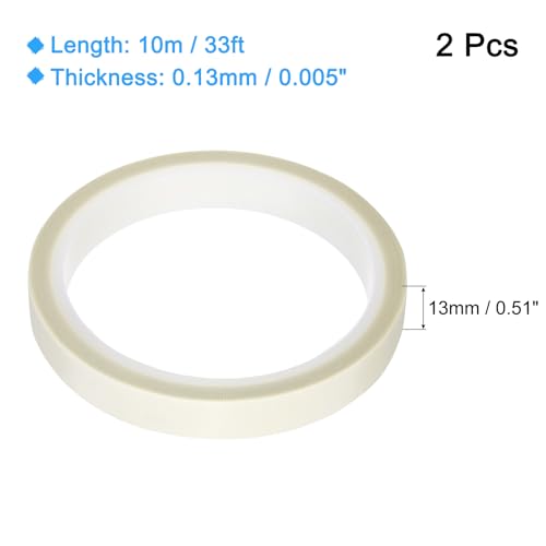Image of MECCANIXITY 2 Pcs High Temperature Tape 13mm PTFE Coated Fabric Tape Heat Resistant Tape for Vacuum Sealers Adhesive Tape 10m /33ft White 0.13mm Thickness
