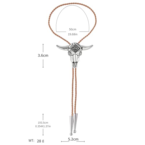 Image of Jeilwiy Bolo Tie for Men Western Cowboy Tie Necklace Gold Bolo Tie Leather Necktie Halloween Tie Accessories for Women