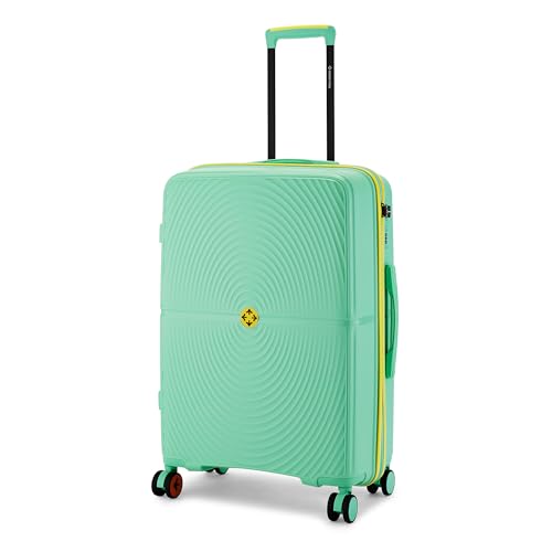 Image of Nasher Miles Bali Hard-Sided Polypropylene Check-in Luggage 24 inch | 65cm | 8 Wheels Medium Trolley Bag Suitcase for Travel (Pastel Green)