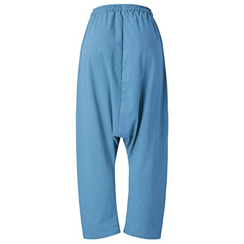 WABEOR Drop Crotch Pants Women Cotton Hippie Baggy Harem Pants Loose Fit Patchwork Pants Casual Summer Elastic Waist Trousers4