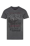 Camp David Camiseta para hombre con cuello en V con estampado fotográfico en aspecto desgastado, Master Black, M