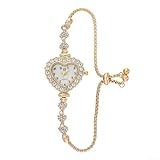 Orologio al quarzo, in acciaio inossidabile e lega, a forma di cuore, regolabile, orologio da polso con cronometraggio preciso, design accattivante alla moda per donne (oro)