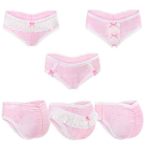 Littleforbig Women's Ladies Soft Mesh Lacy Underwear Comfortable Hipster Briefs Babydoll Pink Princess 3 Pack Panties Set2