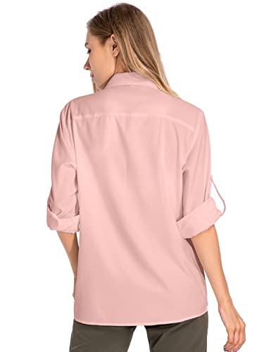 Women's Upf 50 Long Sleeve Sun Protection Shirts Quick Dry Outdoor Fishing Hiking Travel Shirt (5019 Pink, X-Large) #TOP1