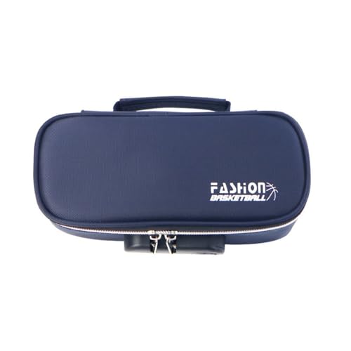 UIJIQX Estuche escolar de gran capacidad con bloqueo de contraseña, estuche de lápices de color sólido, duradero, portalápices portátil, soporte escolar, Color azul sólido, Talla única