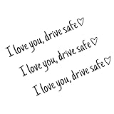 Icyfond 3PCS I Love You Drive Safe Car Mirror Stickers, I Love You Drive Safe Vinyl Car Window Decal with Heart, Cute Waterproof Auto Rearview Mirrors Sticker for Window Mirror Tumbler Bottle (Black)