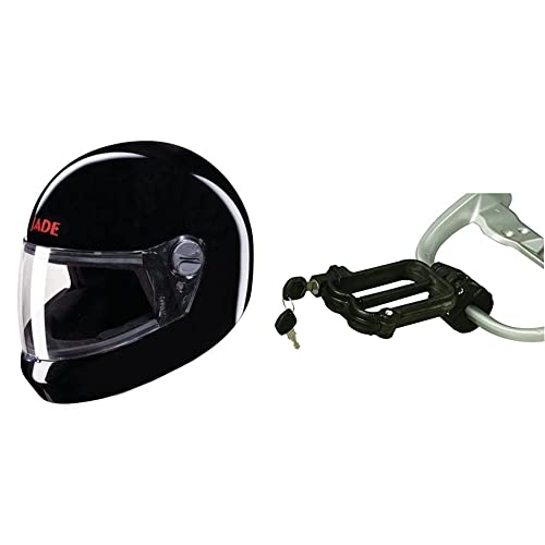 Image of Studds Jade Helmet Black (L) & Universal Helmet Security Guard /Lock for Fender Fitment