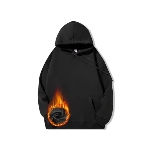 Image of Men's Winter Hoodie, Thick & Brushed Lining for High Heat Retention & Light & Relaxed Mobility, Cold Protection, Thick, Warm, Cotton, Winter Clothing, Loose, Large Sizes, Stylish, Soft, Plain