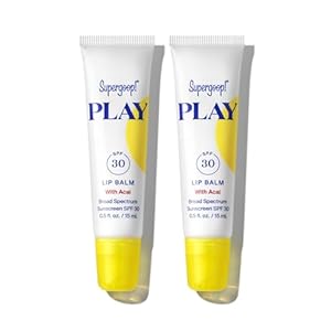 Supergoop! PLAY Lip Balm with Acai – 0.5 fl oz, Pack of 2 – SPF 30 PA+++ Broad Spectrum Sunscreen – Hydrating Honey, Shea Butter & Sunflower Seed Oil – Great for Active Days