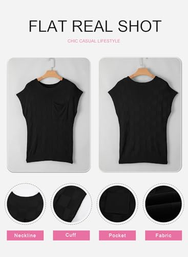 Image of SHEWIN Womens Fall Tops for Women Casual Crewneck Short Sleeve Shirts Cap Sleeve Knit Sweater Vest Summer Tops