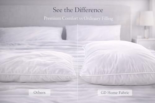 Image of Goose Feather Pillow Pack of 2 (20x30 in, Queen) | Premium Goose Feather Filling | Soft, Fluffy Hotel Quality | Breathable Cotton Cover | Medium Firm Support | White