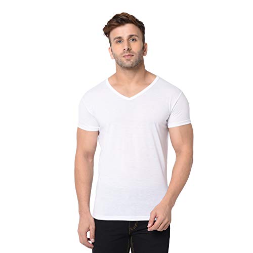 Image of Men's Cotton Blend Half Sleeve V Neck Tshirt