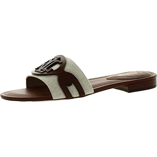 Lauren Ralph Lauren Alegra Slide, Canevas bicolore naturel/marron clair, 35.5 EU