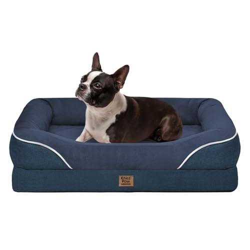 Image of Chez Paw Orthopedic Waterproof Dog Bed for Medium and Large Dogs | Egg Crate Foam, 4-Sided Bolster Support, Waterproof Liner, Non-Slip Bottom, Removable Bolster Cover, 36 x 27 Inch