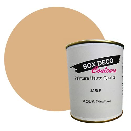 BOX DECO COLORES Pintura mueble plástico a base de laca acrílica aspecto satén Aqua Plástico - 750 ml, Beige Arena