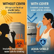 Image of 1000 Litre Aqua Shield Insulated Water Tank Cover | Dual-Layer Thermal Protection | Keeps Water Cool in Summer & Warm in Winter | Prevents Algae, UV Damage & Dirt | Fits 1000L Plastic Tanks
