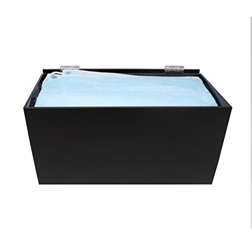 Image of Face Mask Dispenser | Acrylic Mask Box with Cover for Storing and Dispensing Personal Face Masks (Black)