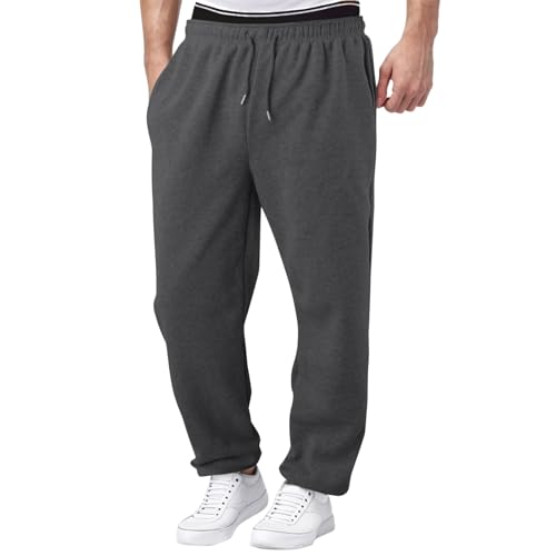 Boys Baggy Sweatpants Straight Wide Leg Open Bottom Casual Pants Comfy Elastic Waist Joggers Sweat Pants with Pockets3
