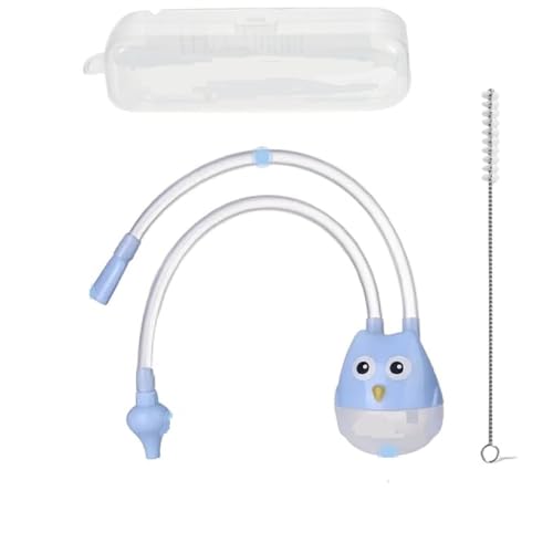 Moppets Nasal Aspirator for Baby, Reusable Baby Nose Sucker with Straw Cleaner in Travel Case, Non-Toxic with Carry Case (Sterilizable and Anti-Backflow) - OWL