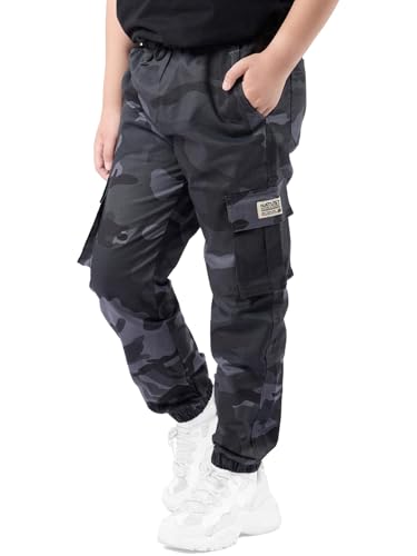 Image of NATUST Boys Cargo Joggers Drawstring Jogging Pants Kids Elastic Waist Trousers 5-14 Years