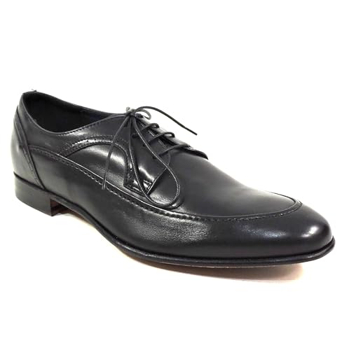 Men's Black Leather Derby Dress Shoes, Comfort Lace-Up, Italian Made3
