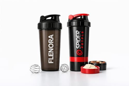 Image of Buy One Get One Free - Protein Shaker Bottle 700ml with Mixer Ball & Leakproof Lid | Gym, Sports & Fitness Shaker for Protein Shakes, Smoothies & Pre-Workout (Jet Black Combo)