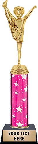 Crown Awards Cheerleading Trophy, 11" Pink Kids Cheerleading Trophy with Custom Engraving