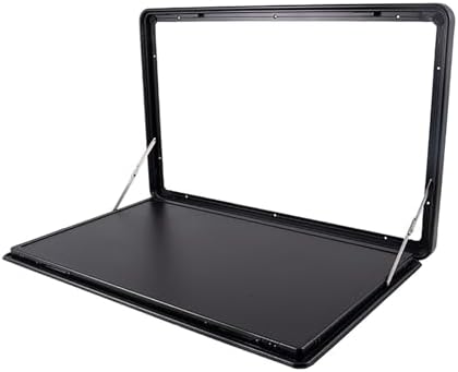 RV Folding Wall Table with Lock - Aluminum Alloy Flip Down Desk for Campervans & Motor Homes, Outdoor Picnic Wall-Mounted Table, Space-Saving Design (Black, 70x45cm/28x18in)