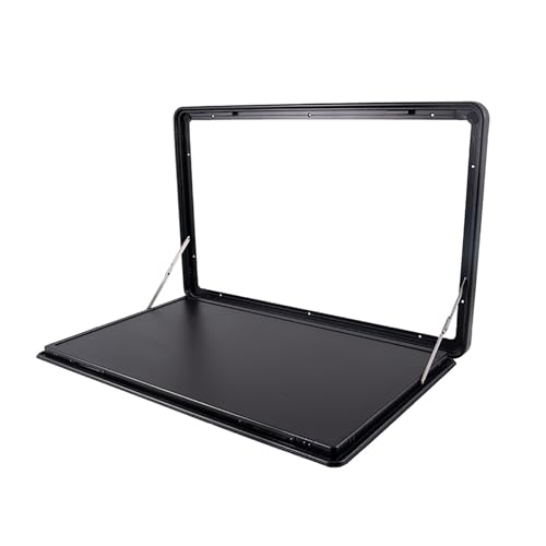 ZOCWJK RV Folding Wall Table with Lock, Aluminum Alloy Flip Fold Down Desk, Outside Picnic Wall Mounted Table, Perfect for Campervans and Motor Homes (Black-80x45cm/32x18in