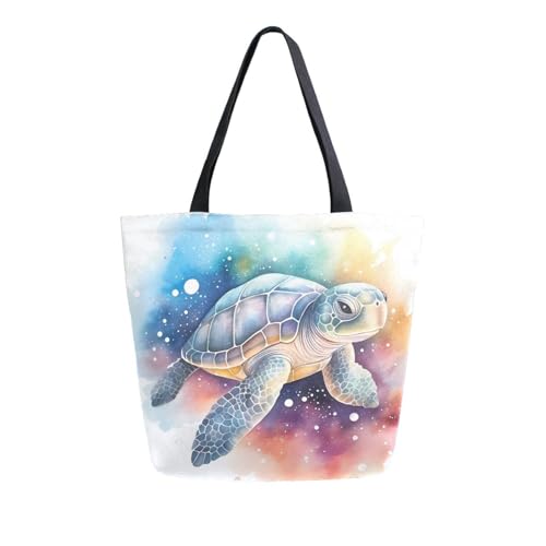 Extra Large Shoulder Tote Bag for Beach Travel Weekender Gym Animals Sea Turtle Watercolor Reusable Grocery Canvas Shopping Bag2
