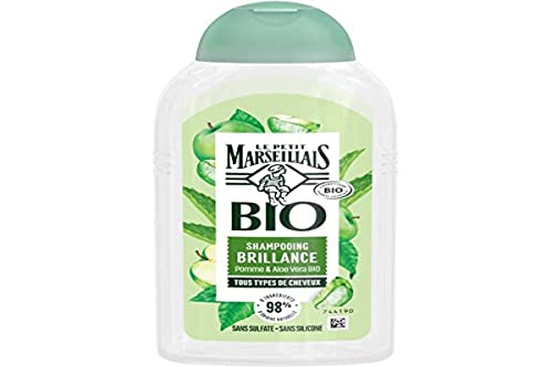 Le Petit Marseillais Shampoo Brillance Certificato Bio Apple & Aloe Vera (flacone da 240 ml) - Shampoo per tutti i tipi di capelli - 98% di origine naturale, senza solfati e senza silicone