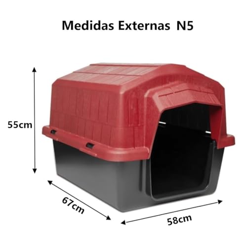 Genérico, Casa Casinha Cachorro Gato Pet N5 Plástico Alvorada Vermelho