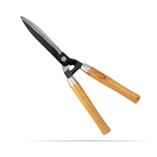 Image of TOMAHAWK 21 inch Hedge Shears - For Trimming Plants, Trees & Hedges | High-Carbon Steel Blades With Teflon Coating | Wooden Handle, Large Scissors for Shaping & Pruning