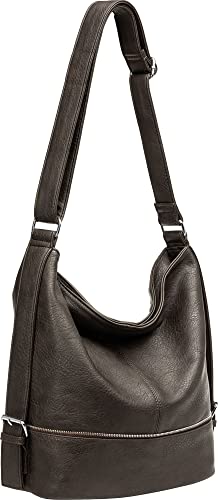 Caspar TS732 große Damen XL Umhängetasche, Farbe:dunkelbraun