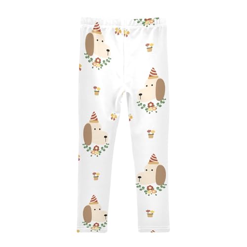 Dog and Hat Girls Leggings,Workout Leggings for Girls Toddler Athletic Legging Size for 3-10T2