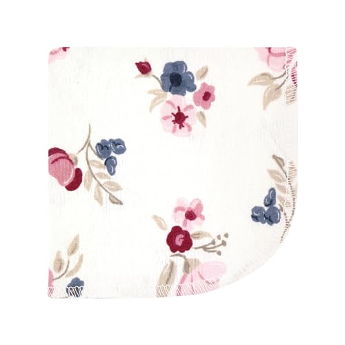 Image of Hudson Baby Unisex Baby Flannel Cotton Poly Washcloths, Dusty Rose Floral 12 Pack, One Size