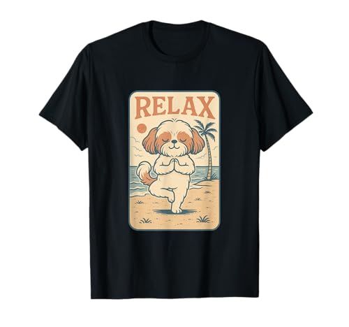 Shih Tzu Relax Yoga Divertido Perro Relajante Camiseta