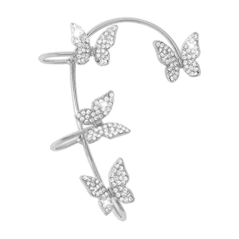 KEFERDIZ Women's Earrings Butterfly Earrings Adjustable Butterfly Ear Wrap Earrings Silver Butterfly Ear Cuff No Piercing Wrap Around Earrings Hook Earrings Cuff Women's Ear Cuffs Wraps (1 Pcs) Cover